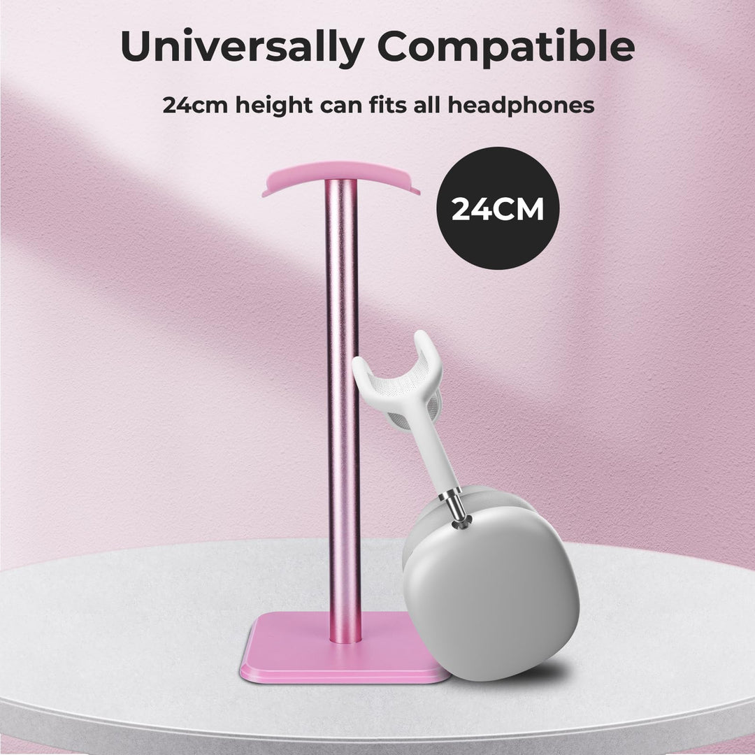 Alyvisun Headphones Stand [Weighted Base & Taller Height] Headset Holder Stand, Universal Headset Desk Hook for All Gaming Headset/Desktop Earphones, Pink
