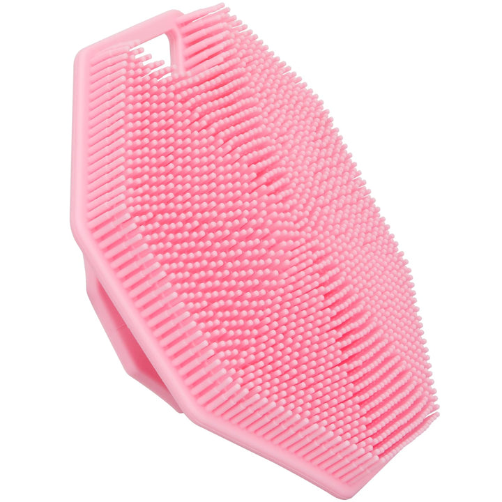Alyvisun Silicone Body Scrubber with Hook and Suction, Handheld Shower Bath Brush for Gently Exfoliating & Massaging, Cleansing Brush for All Skin Types (Pink)