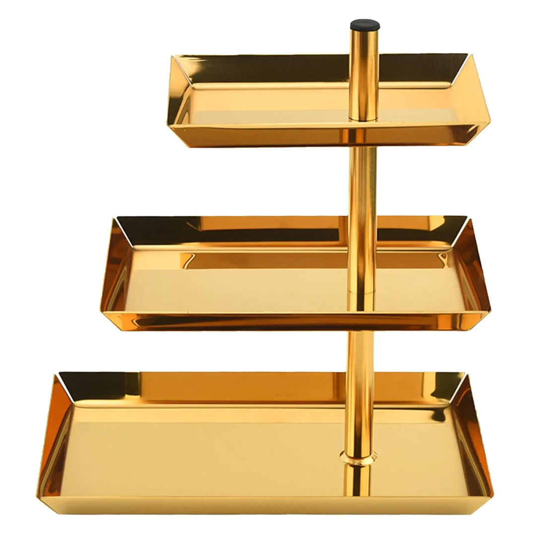 Cupcake Stand 3 Tier Stainless Steel Display Rack Presents Display Stand for Kitchen Celebration Supplies Anniversary Banquet, Black/Gold