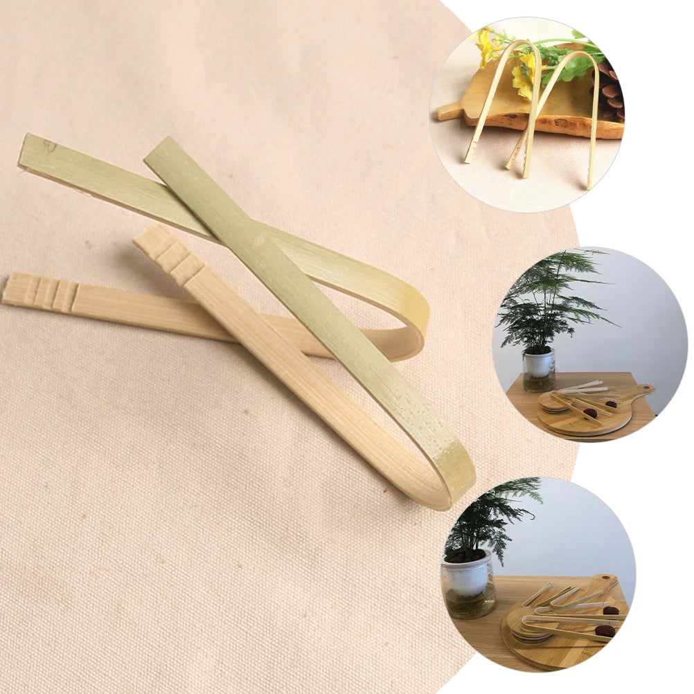 10pcs Mini Bamboo Clamps 10cm Heat Insulating Anti Scalding Safe Food Grade Camping Bbq Outdoor Toast Supplies Kitchen
