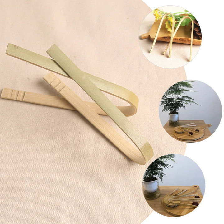 10pcs Mini Bamboo Clamps 10cm Heat Insulating Anti Scalding Safe Food Grade Camping Bbq Outdoor Toast Supplies Kitchen