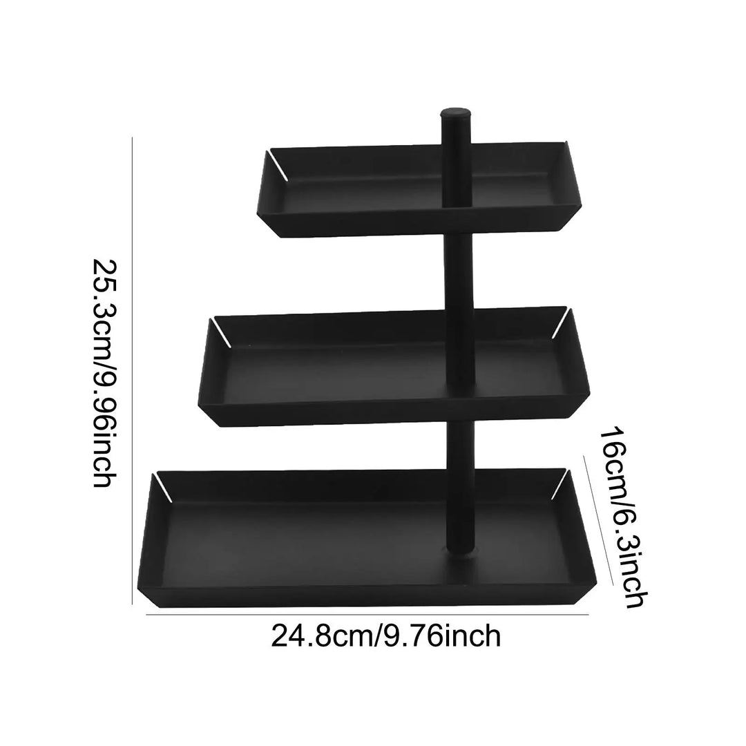 Cupcake Stand 3 Tier Stainless Steel Display Rack Presents Display Stand for Kitchen Celebration Supplies Anniversary Banquet, Black/Gold
