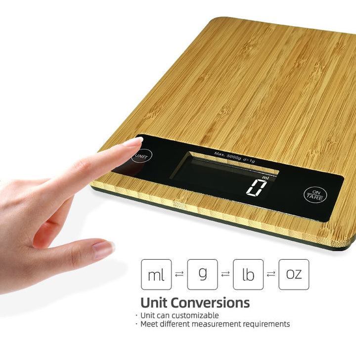 Natural Bamboo Electronic Fruit Food Weighing Scale for Kitchen Cooking