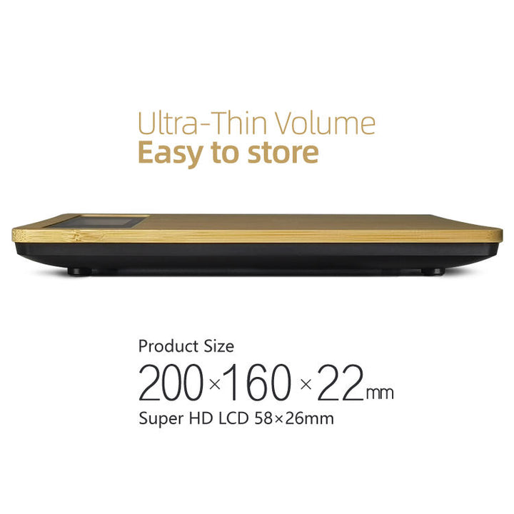 Natural Bamboo Electronic Fruit Food Weighing Scale for Kitchen Cooking