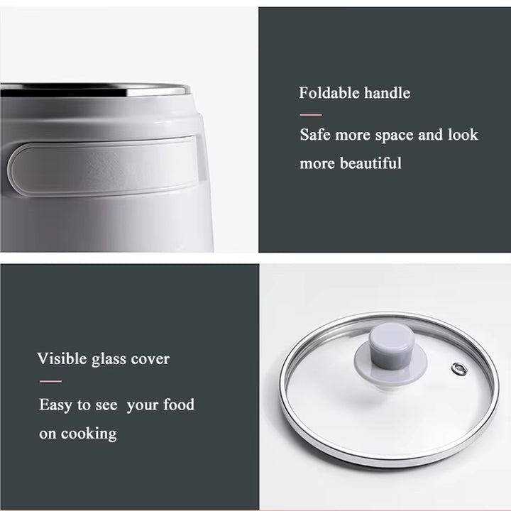 Double Layer Stainless Steel Inner Pot Electric Skillet Keep Warm Small Size Personal Electric Multi Cooker