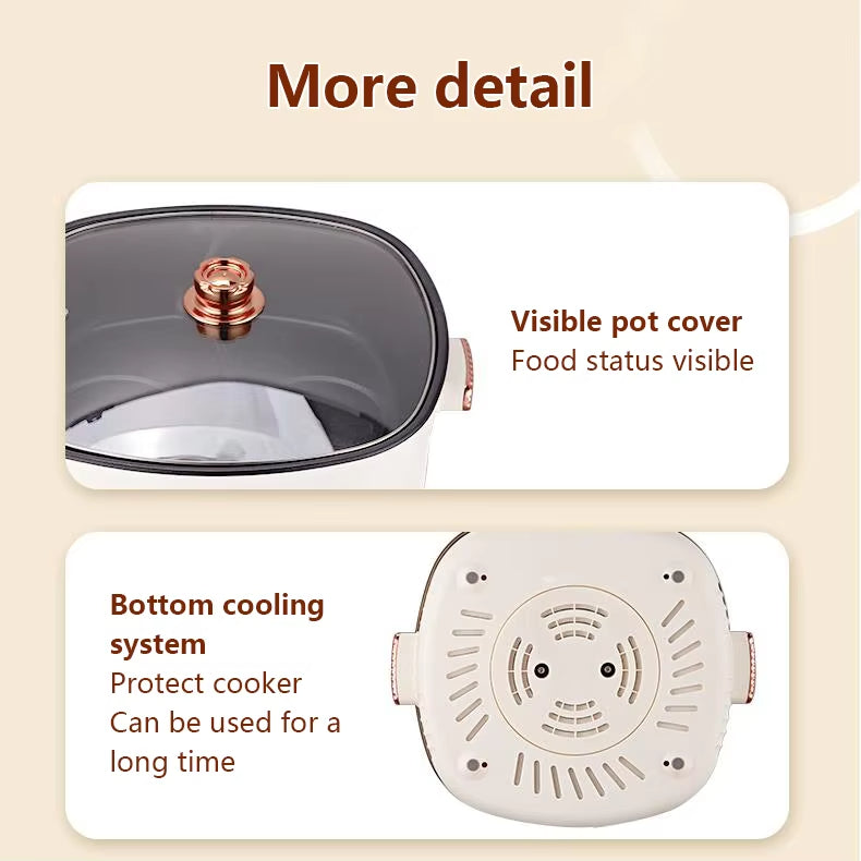 Multifunctional Electric Cooker Dual-Bowl Hot Pot Nonstick Adjustable Temperature Split Bowl Hot Pot