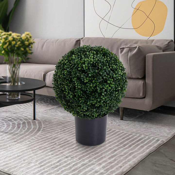 New Design Mixed Grass Faux Shrubs Potted Plant Topiary Artificial Boxwood Ball Tree for Home Decor(Green)