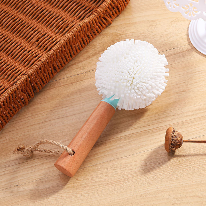 Bottle Cleaner Brush Wooden Round Cleaning Cup Brush Long Handle Cup Brush Bottle Brush for Kitchen