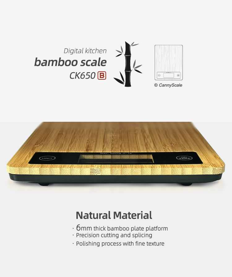 Natural Bamboo Electronic Fruit Food Weighing Scale for Kitchen Cooking