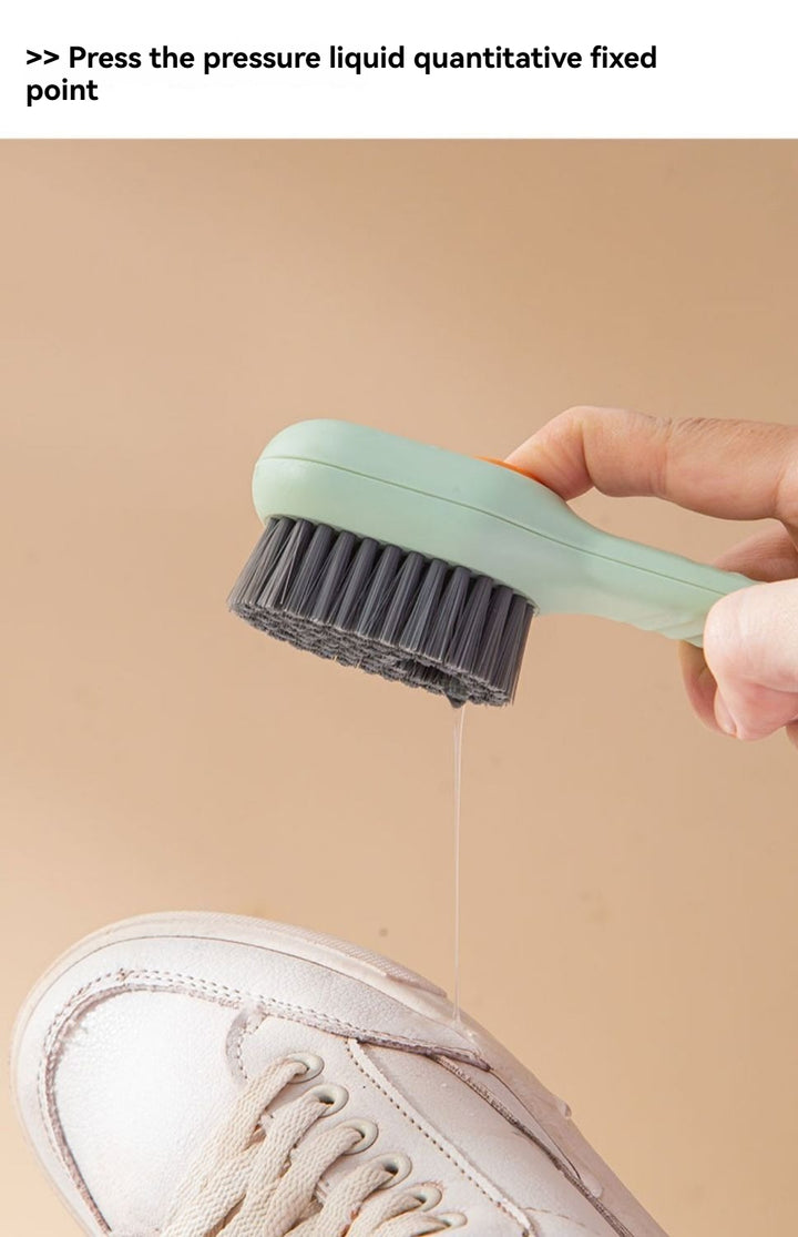 Multifunctional Cleaning Brush with Plaid Grip, Soft Fine Bristles, Easy Decontaminate,soap Dispenser (Green)