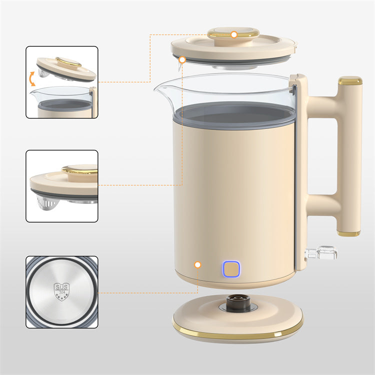 Modern High Quality Grey Stainless Steel Electric Kettle for Boiling Water Temperature Control Warm Keeping Household Outdoor