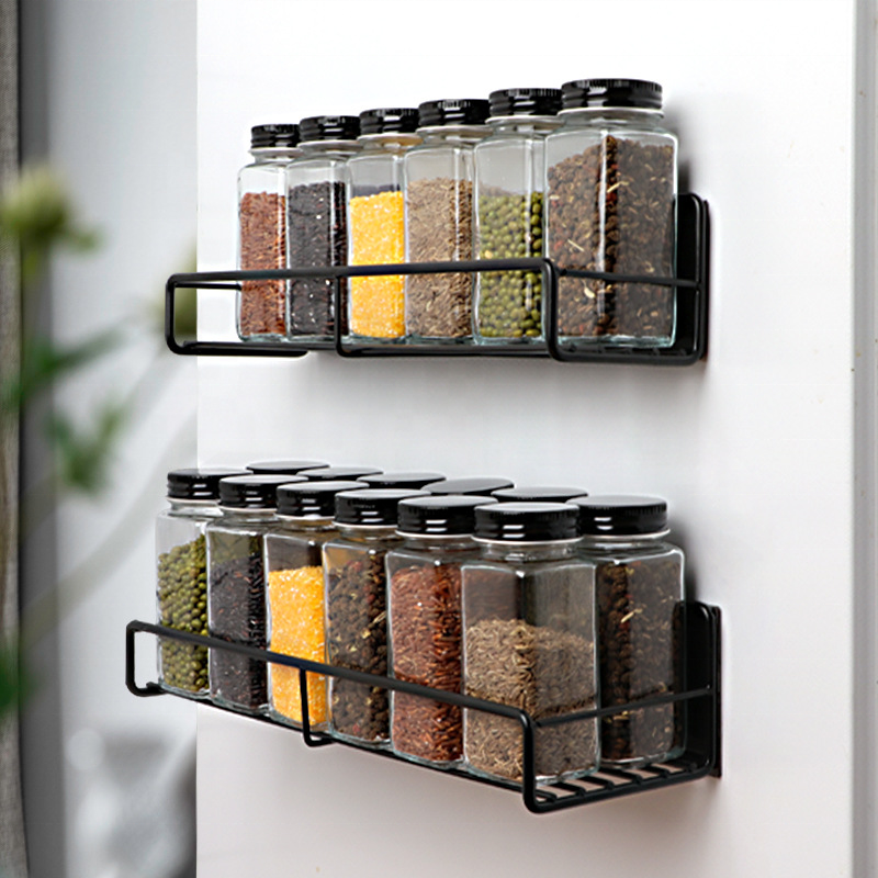 Kitchen No Punching Wall-Mounted Shelves Storage Rack Fridge Magnetic Spice Rack Organizer