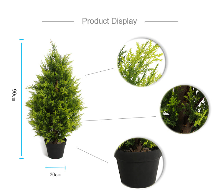 Outdoor Indoor Natural Potted Conical Bonsai Artificial Cypress Topiary Plant Tree for Decoration