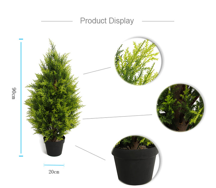 Outdoor Indoor Natural Potted Conical Bonsai Artificial Cypress Topiary Plant Tree for Decoration