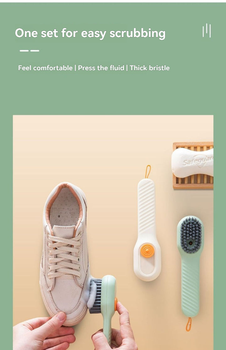 Multifunctional Cleaning Brush with Plaid Grip, Soft Fine Bristles, Easy Decontaminate,soap Dispenser (Green)