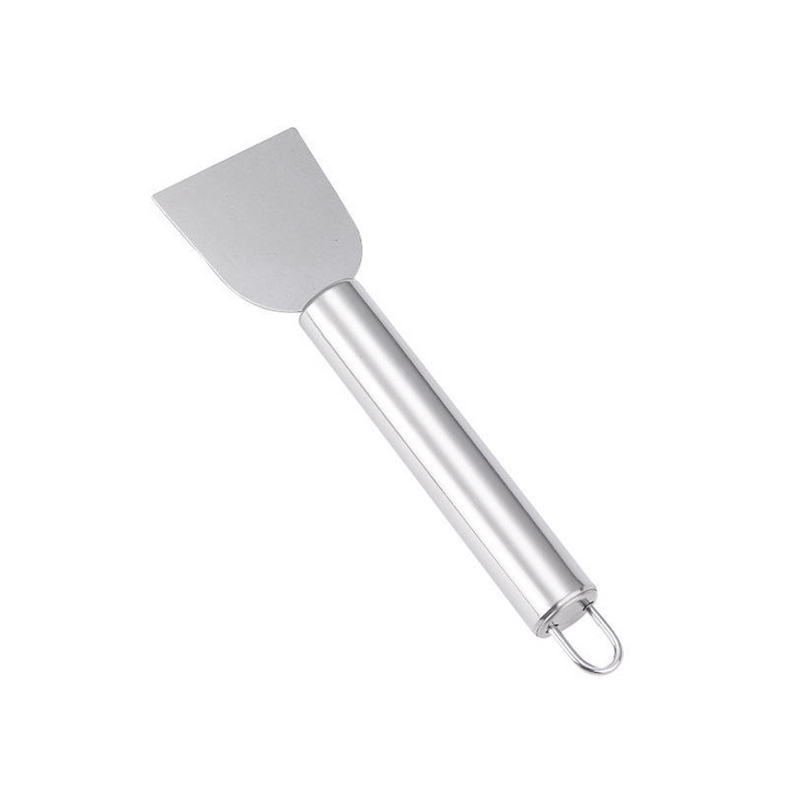 2PCS Stainless Steel Small Cleaning Spatula Multifunctional Kitchen Household Gadgets Refrigerator Defrosting Ice Scoop Round Handle Grease Spatula For Oven Stove Scraper