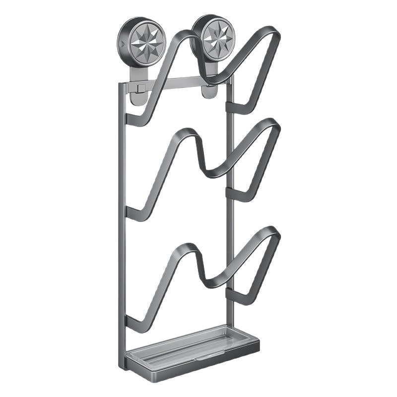 Multi-Functional Carbon Steel Kitchen Storage Rack No-Drill Wall-Mounted Suction Cup Holder for Pot Lids Cutting Chopstick