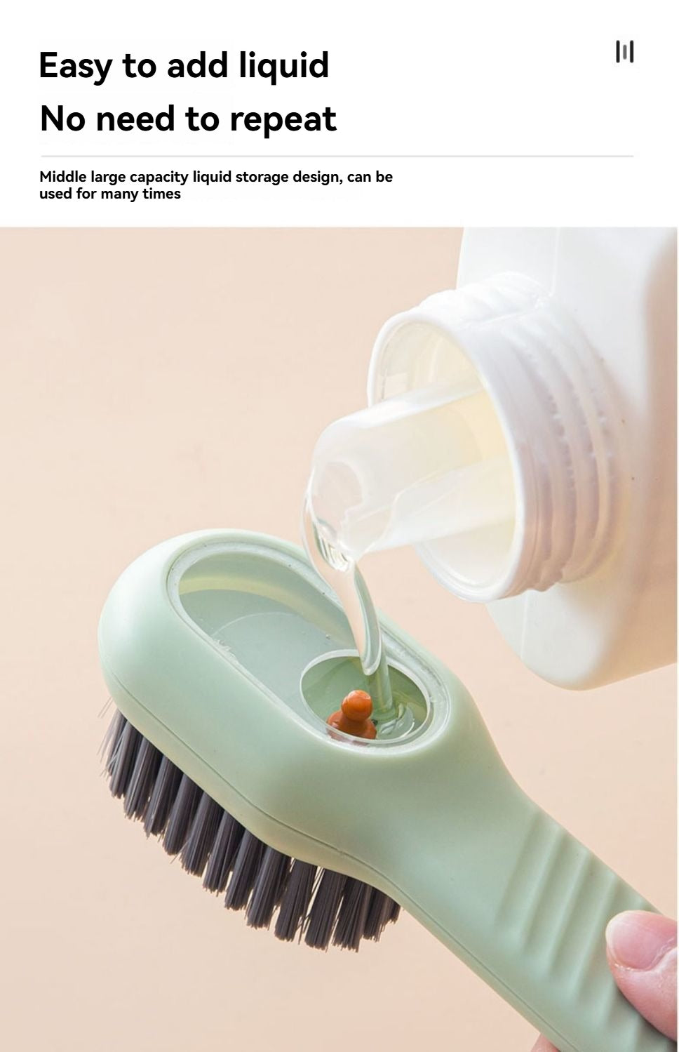 Multifunctional Cleaning Brush with Plaid Grip, Soft Fine Bristles, Easy Decontaminate,soap Dispenser (Green)