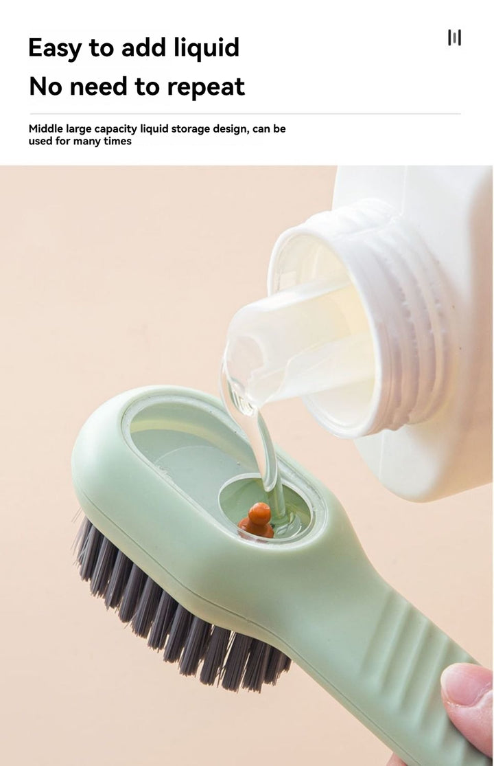 Multifunctional Cleaning Brush with Plaid Grip, Soft Fine Bristles, Easy Decontaminate,soap Dispenser (Green)