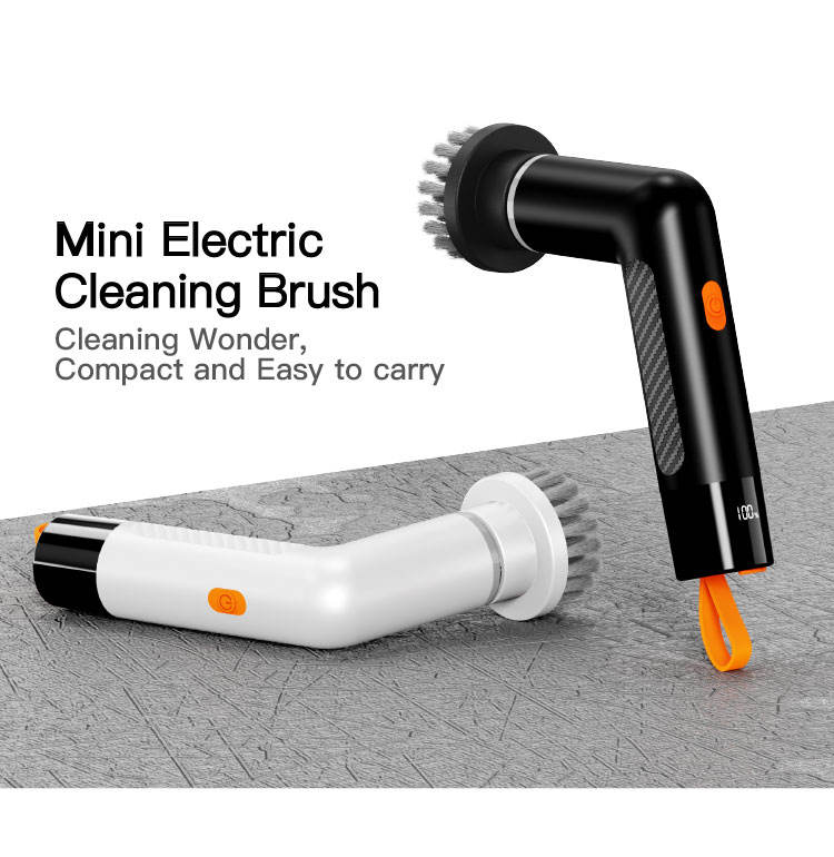 Cordless Shower Scrub, Electric Bath Scrub Rechargeable Powerful Engine with 4 Replaceable Heads for Kitchen Tiles Bathtub (White)