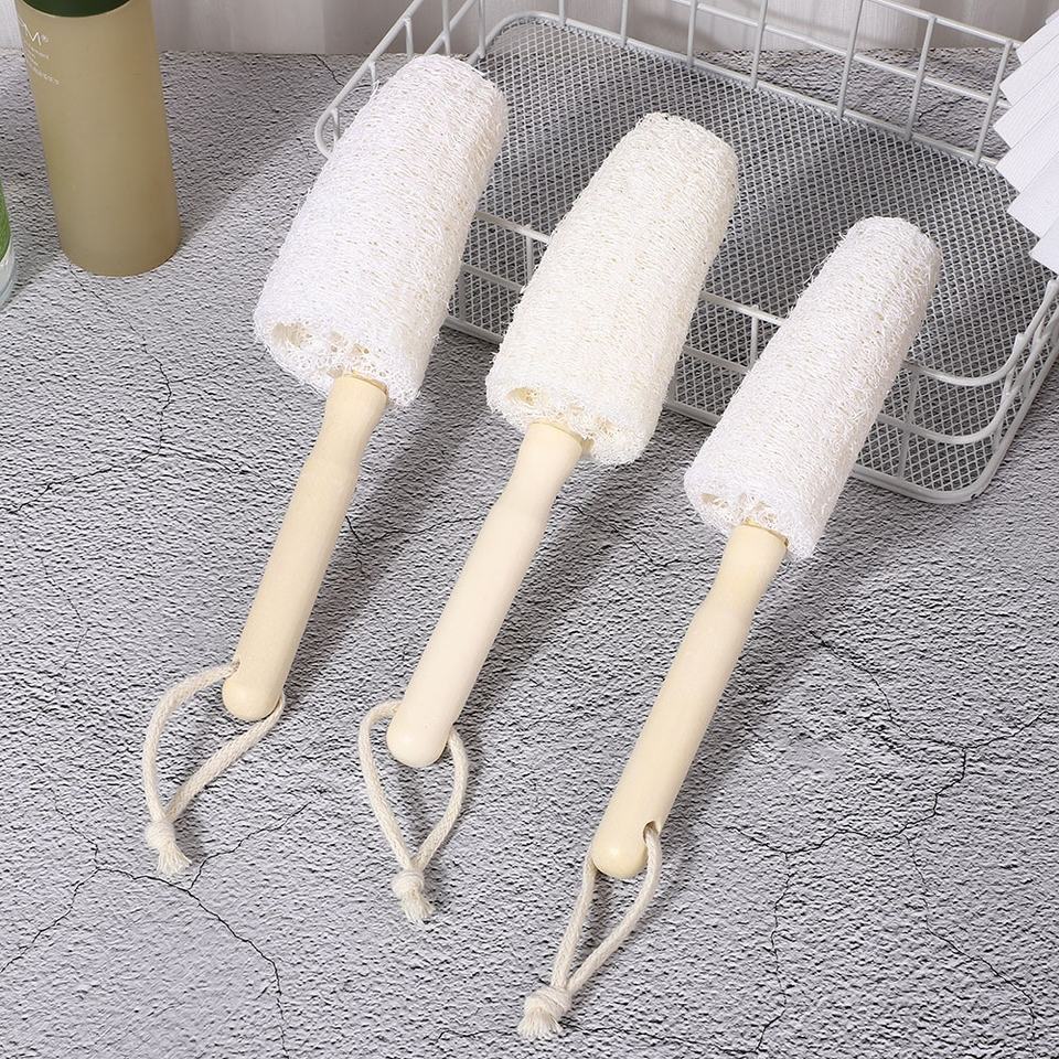 3Pcs 8.46 Inches Loofah Cup Brush with Wooden Handle Home Kitchen Bottle Cup Bowl Pot Cleaning Brush Scrubber for Water Bottles, Glasswares, Mugs, Dishes