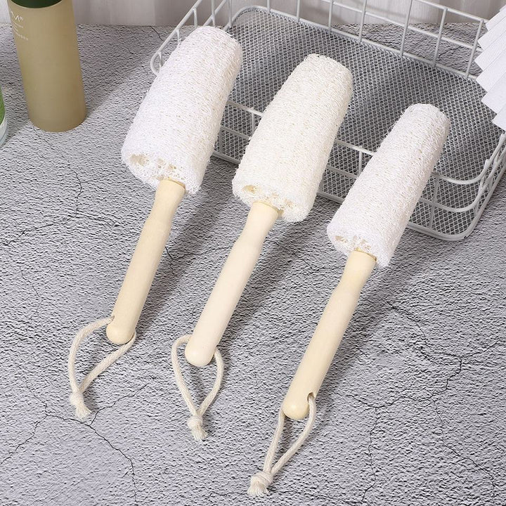 3Pcs 8.46 Inches Loofah Cup Brush with Wooden Handle Home Kitchen Bottle Cup Bowl Pot Cleaning Brush Scrubber for Water Bottles, Glasswares, Mugs, Dishes
