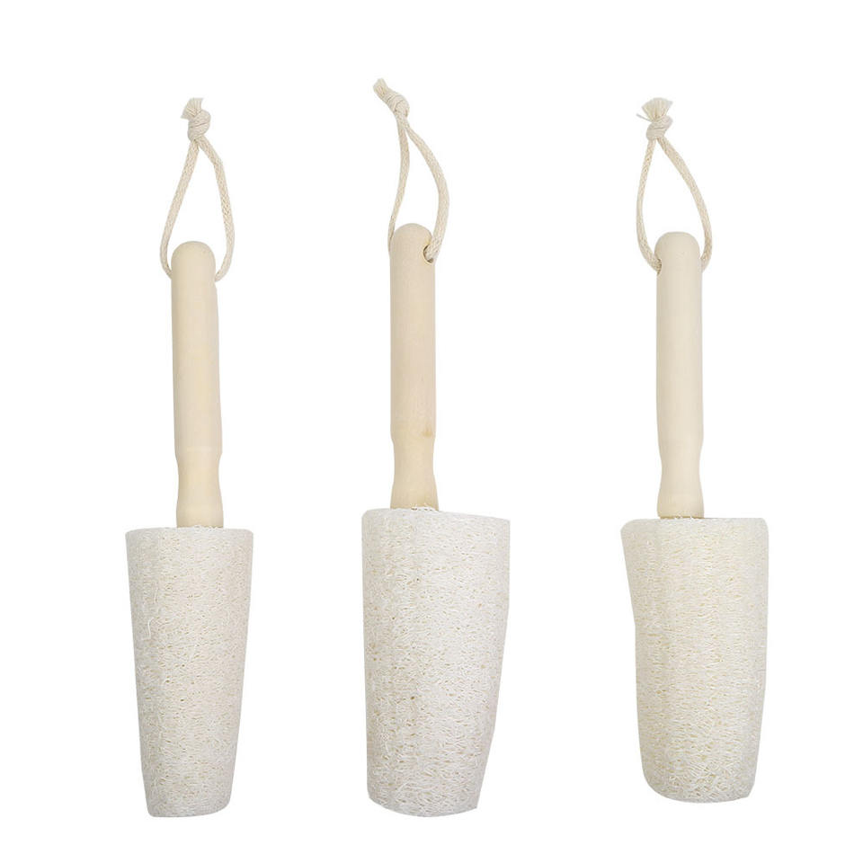 3Pcs 8.46 Inches Loofah Cup Brush with Wooden Handle Home Kitchen Bottle Cup Bowl Pot Cleaning Brush Scrubber for Water Bottles, Glasswares, Mugs, Dishes