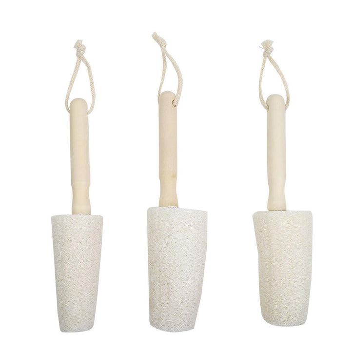 3Pcs 8.46 Inches Loofah Cup Brush with Wooden Handle Home Kitchen Bottle Cup Bowl Pot Cleaning Brush Scrubber for Water Bottles, Glasswares, Mugs, Dishes