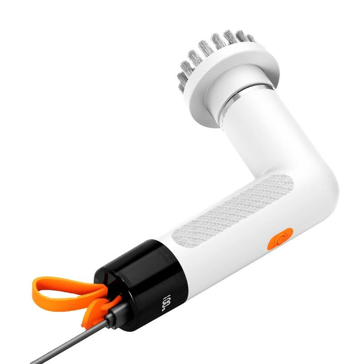 Cordless Shower Scrub, Electric Bath Scrub Rechargeable Powerful Engine with 4 Replaceable Heads for Kitchen Tiles Bathtub (White)