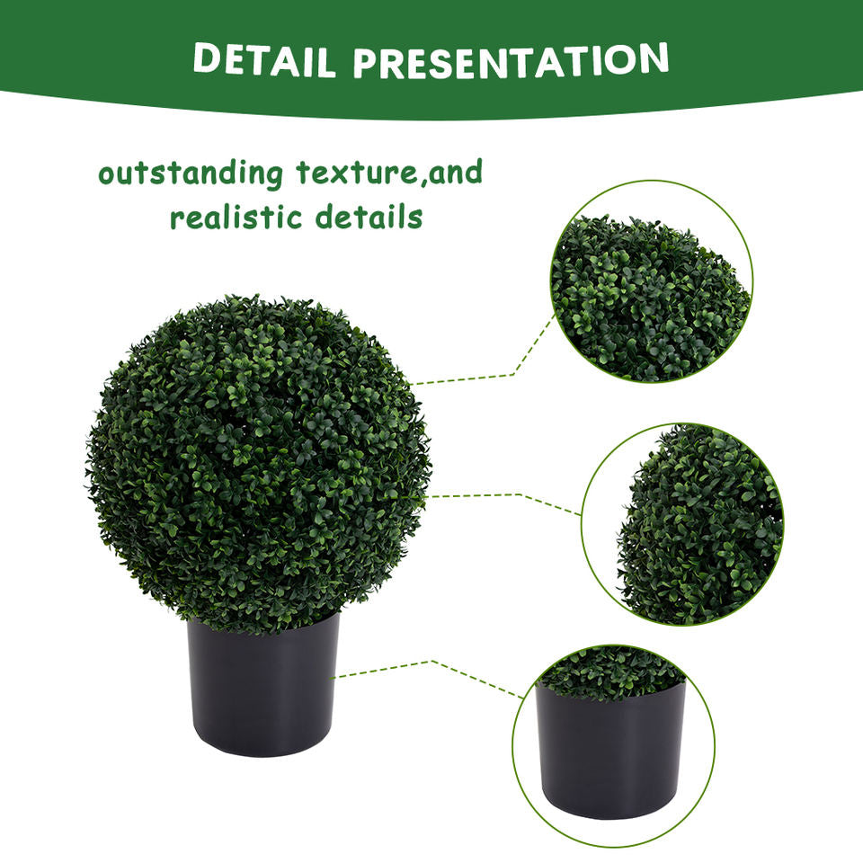 New Design Mixed Grass Faux Shrubs Potted Plant Topiary Artificial Boxwood Ball Tree for Home Decor(Green)