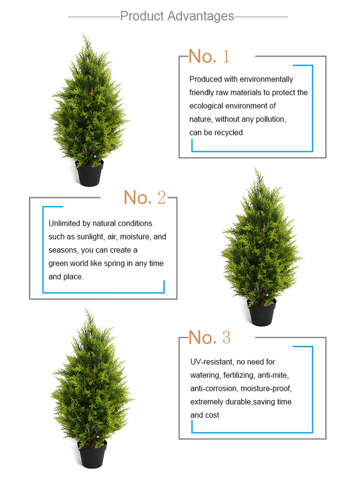 Outdoor Indoor Natural Potted Conical Bonsai Artificial Cypress Topiary Plant Tree for Decoration