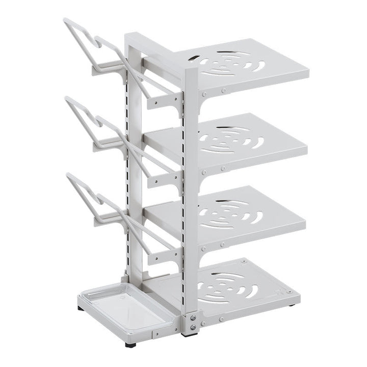 Kitchen Shelves Household Multi-layer Put Pot Rack Multifunctional Counter top Under the Sink Cabinet Kitchen Storage Racks(White)