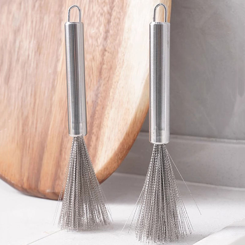 Multi-Functional Stainless Steel Kitchen Cleaning Brush Long Handle Dishwasher Safe Pot Tool