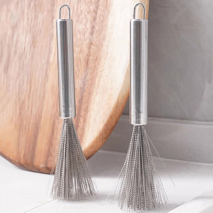 Multi-Functional Stainless Steel Kitchen Cleaning Brush Long Handle Dishwasher Safe Pot Tool