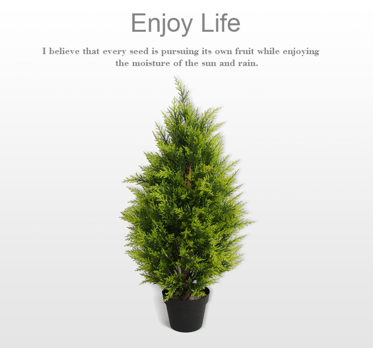 Outdoor Indoor Natural Potted Conical Bonsai Artificial Cypress Topiary Plant Tree for Decoration