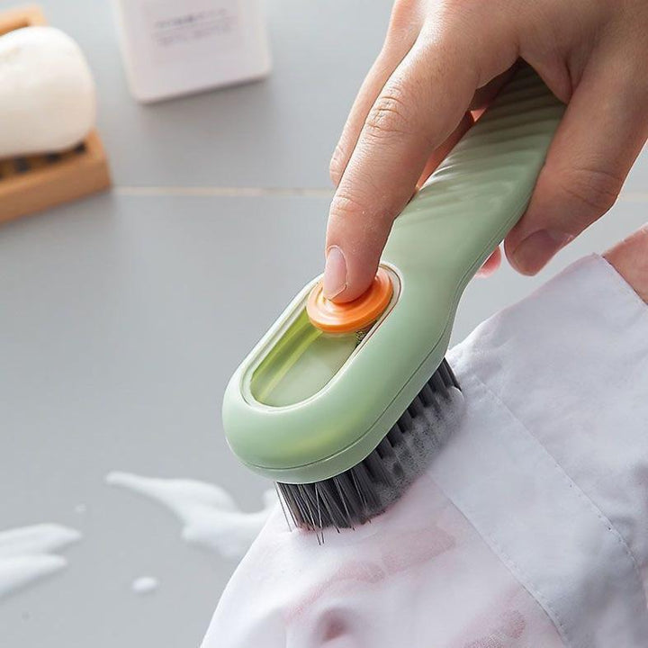 Multifunctional Cleaning Brush with Plaid Grip, Soft Fine Bristles, Easy Decontaminate,soap Dispenser (Green)