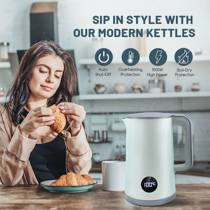 2L 1500w Stainless Steel Boiling Water Kettle Health Digital Electric Kettle