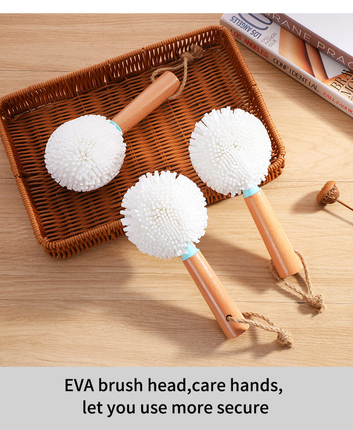Bottle Cleaner Brush Wooden Round Cleaning Cup Brush Long Handle Cup Brush Bottle Brush for Kitchen