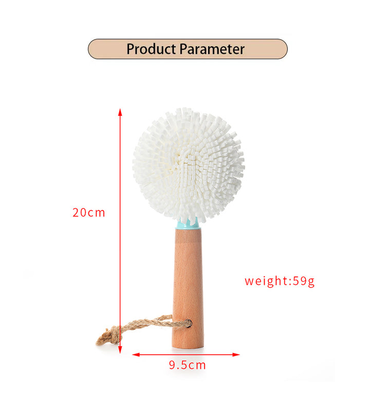 Bottle Cleaner Brush Wooden Round Cleaning Cup Brush Long Handle Cup Brush Bottle Brush for Kitchen