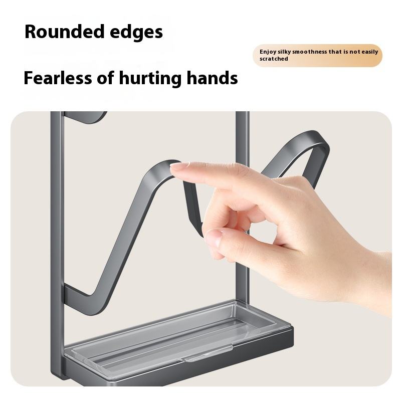 Multi-Functional Carbon Steel Kitchen Storage Rack No-Drill Wall-Mounted Suction Cup Holder for Pot Lids Cutting Chopstick