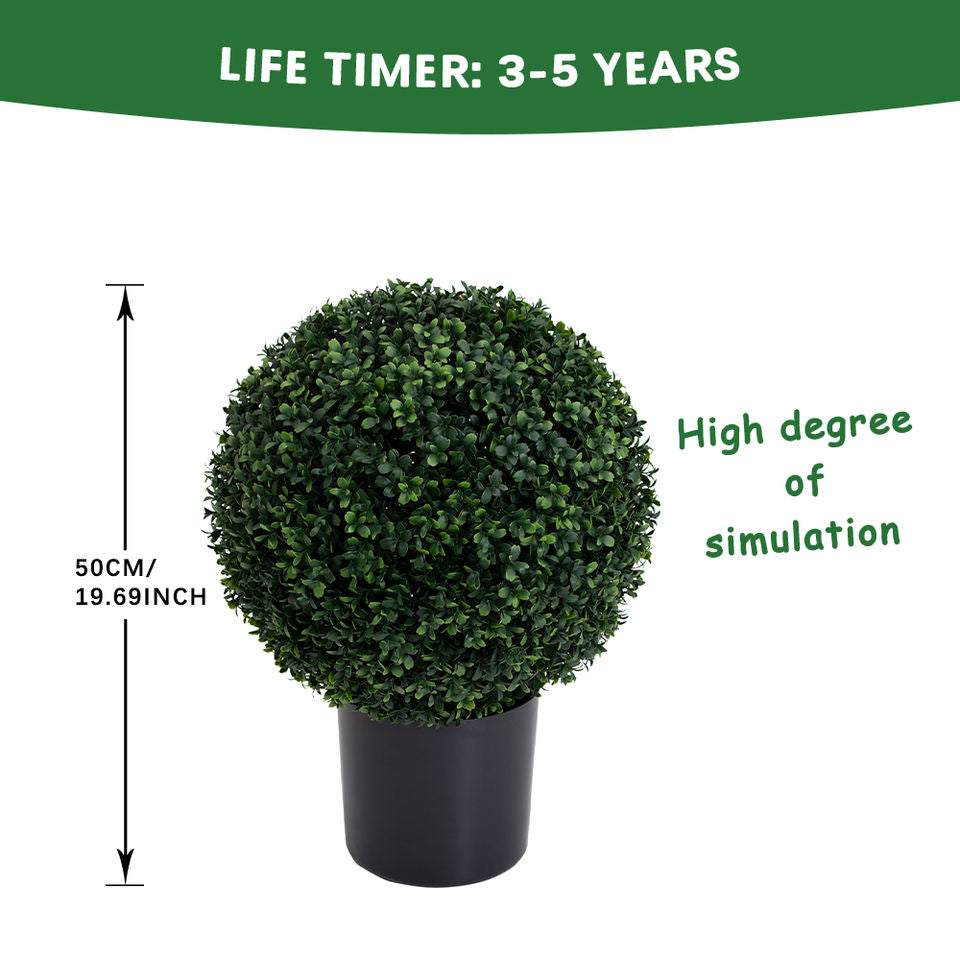 New Design Mixed Grass Faux Shrubs Potted Plant Topiary Artificial Boxwood Ball Tree for Home Decor(Green)