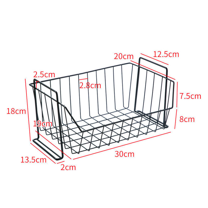 Storage Kitchen Rack Simple Wrought Iron Basket Desktop Wardrobe Clothes Storage Frame for Kitchen Organization(Black)