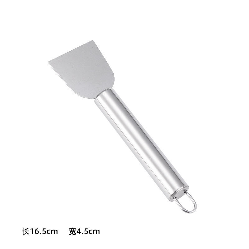2PCS Stainless Steel Small Cleaning Spatula Multifunctional Kitchen Household Gadgets Refrigerator Defrosting Ice Scoop Round Handle Grease Spatula For Oven Stove Scraper
