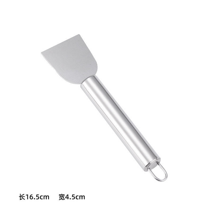 2PCS Stainless Steel Small Cleaning Spatula Multifunctional Kitchen Household Gadgets Refrigerator Defrosting Ice Scoop Round Handle Grease Spatula For Oven Stove Scraper