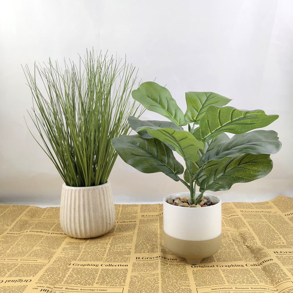 Bonsai Tree Plastic Artificial Ficus Lyrata Fiddle Leaf Plant