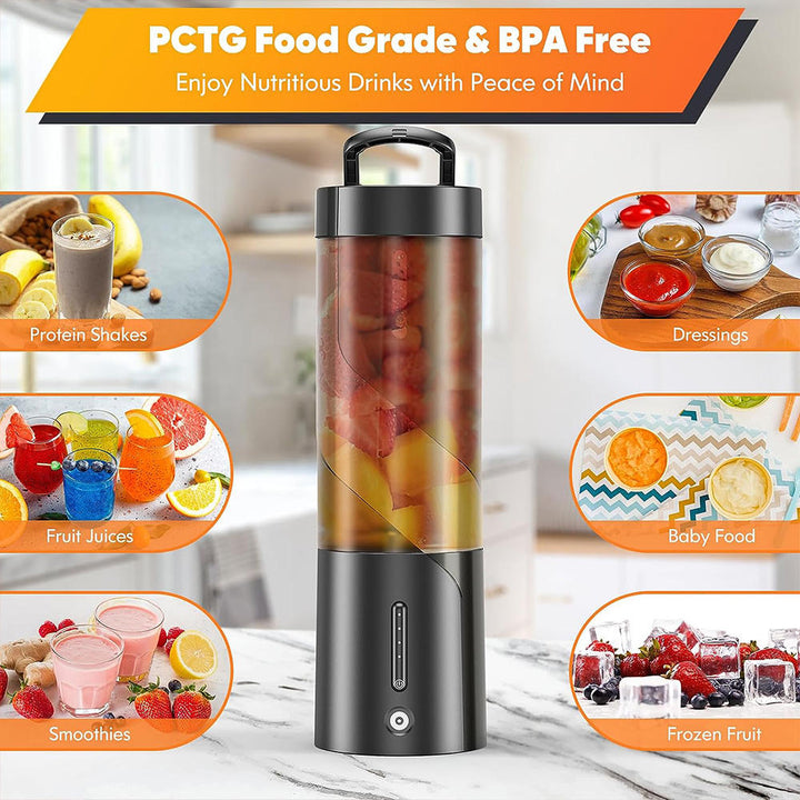 450ml USB-C Juicer Blender Wireless Portable Smoothie Maker for Gym Protein Shakes & Office Use
