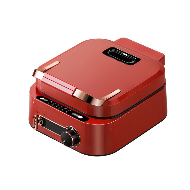 Kitchen Multifunction Electric Cooker – 7-in-1 Electric Griddle with Non-Stick Coating, Smokeless Grill for Frying, Baking, Boiling, Hot Pot & Steaming, Dual-Zone Temperature Control, Foldable Design for Easy Storage (Pale green, Beige, Red)