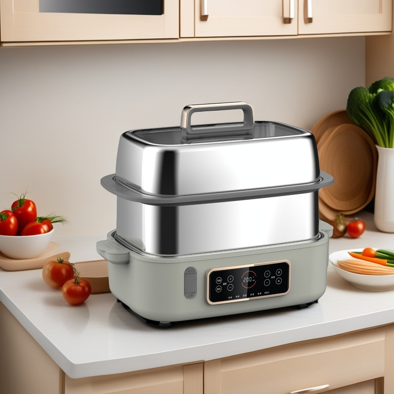 Multi-function 2Layers 1200W 15L Household Digital Control Electric Steamer Food Cooker