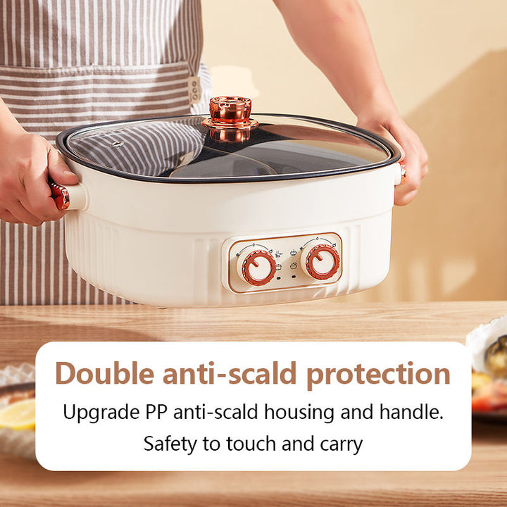 Multifunctional Electric Cooker Dual-Bowl Hot Pot Nonstick Adjustable Temperature Split Bowl Hot Pot