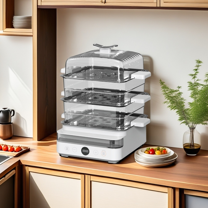 High Efficiency 3Layers 800W 18L Household Digital Control Electric Food Cooker Steamer